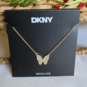 NWT DKNY Gold Pavé Butterfly Pendant Necklace